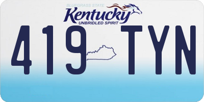 KY license plate 419TYN