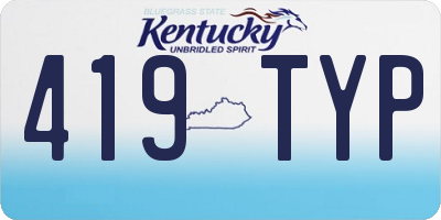 KY license plate 419TYP