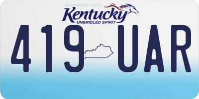 KY license plate 419UAR