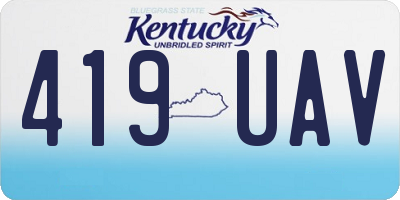 KY license plate 419UAV