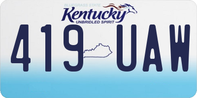 KY license plate 419UAW