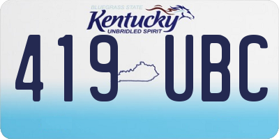 KY license plate 419UBC