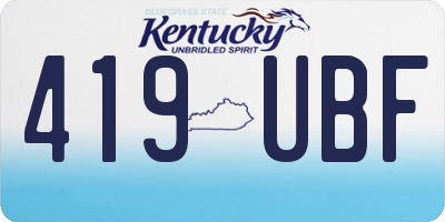 KY license plate 419UBF