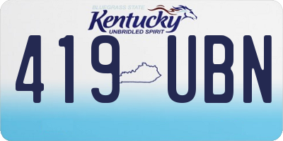 KY license plate 419UBN