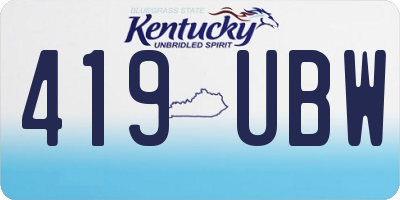 KY license plate 419UBW