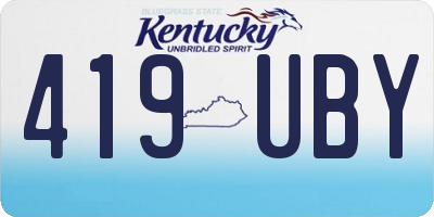 KY license plate 419UBY