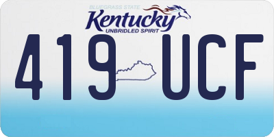 KY license plate 419UCF