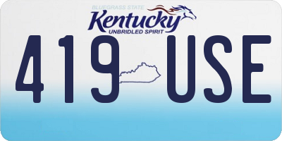 KY license plate 419USE