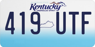 KY license plate 419UTF