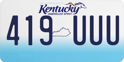 KY license plate 419UUU