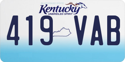 KY license plate 419VAB