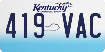 KY license plate 419VAC