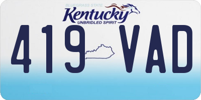 KY license plate 419VAD