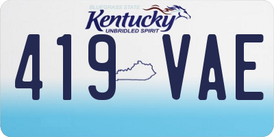 KY license plate 419VAE