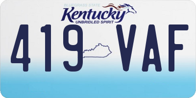 KY license plate 419VAF