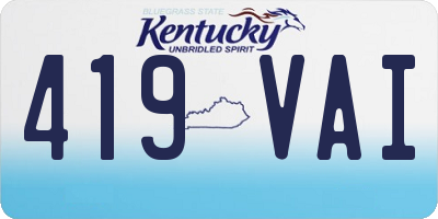 KY license plate 419VAI