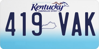 KY license plate 419VAK