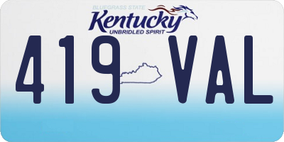 KY license plate 419VAL
