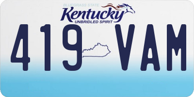 KY license plate 419VAM