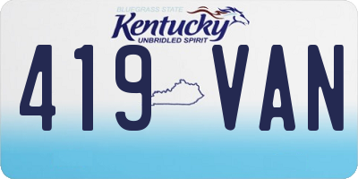 KY license plate 419VAN