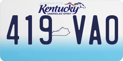KY license plate 419VAO