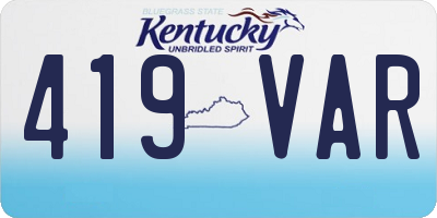 KY license plate 419VAR