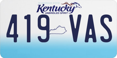 KY license plate 419VAS
