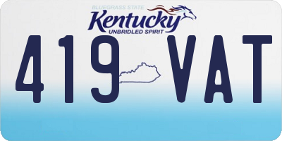 KY license plate 419VAT