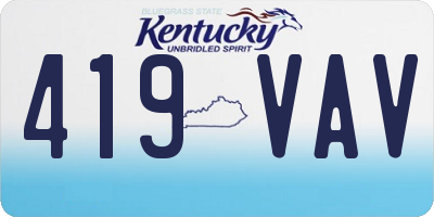 KY license plate 419VAV