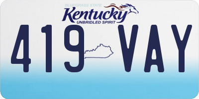 KY license plate 419VAY