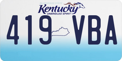 KY license plate 419VBA