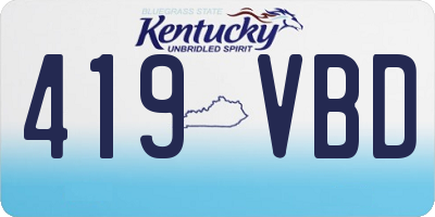 KY license plate 419VBD