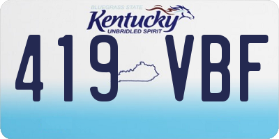 KY license plate 419VBF