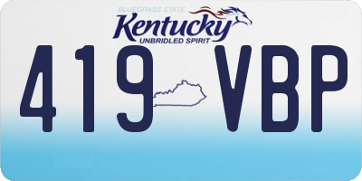 KY license plate 419VBP