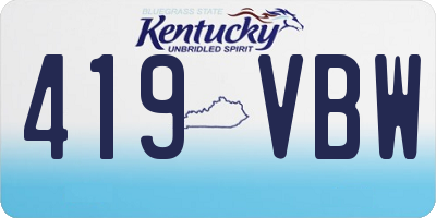 KY license plate 419VBW