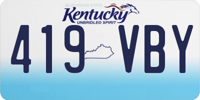 KY license plate 419VBY
