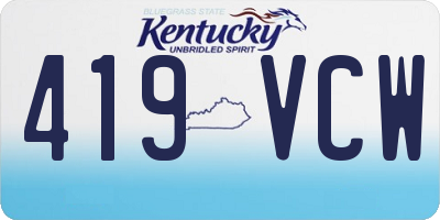 KY license plate 419VCW