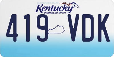 KY license plate 419VDK