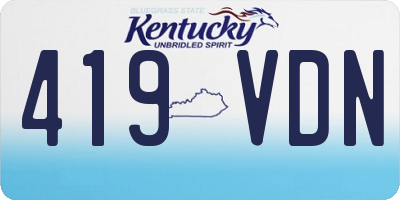 KY license plate 419VDN