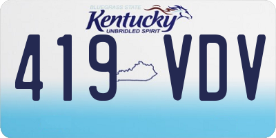 KY license plate 419VDV