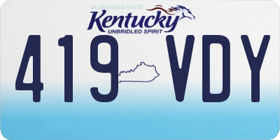 KY license plate 419VDY
