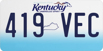 KY license plate 419VEC