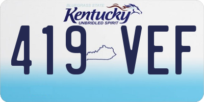 KY license plate 419VEF