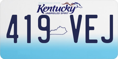 KY license plate 419VEJ