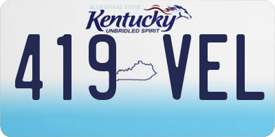 KY license plate 419VEL
