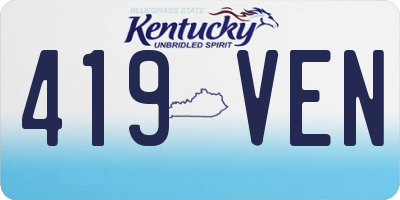 KY license plate 419VEN