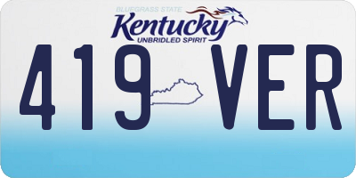 KY license plate 419VER