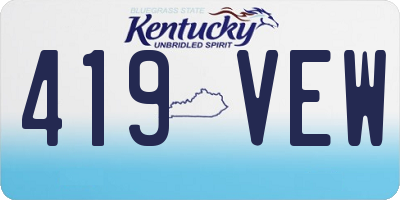 KY license plate 419VEW