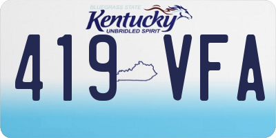 KY license plate 419VFA