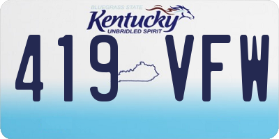 KY license plate 419VFW